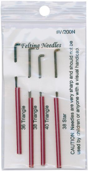 Picture of Felting Needles 4/Pkg Size 36, 38 & 40 Triangle, Size 38 Star