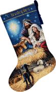 Picture of Gold Collection Holy Night Stocking Counted Cross Stitch Kit 16" Long 18 Count
