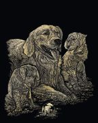 Picture of Gold Foil Engraving Art Kit 8"X10" Golden Retriever & Puppies