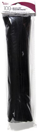 Picture of Chenille Stems 6mmx12" 100/Pkg Black