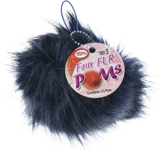 Picture of Faux Fur Pom With Loop Navy