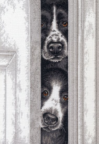 Picture of Dimensions Counted Cross Stitch Kit 10"X14" Peeking Pups (14 Count)