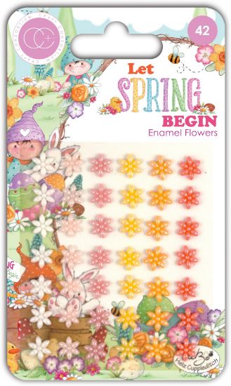 Picture of Craft Consortium Adhesive Enamel Flowers 42/Pkg-Let Spring Begin