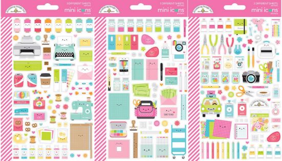 Picture of Dooblebug Mini Cardstock Stickers 3/Pkg Cute & Crafty Icons