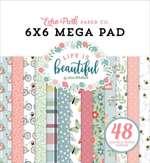 Picture of Echo Park Double-Sided Mega Paper Pad 6"X6" 48/Pkg-Life Is Beautiful
