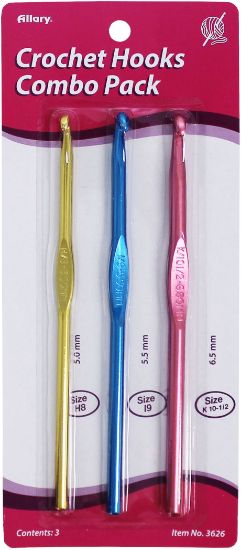 Picture of Allary Crochet Hooks Combo Pack 3/Pkg Hook Sizes: H8, I9, K10.5