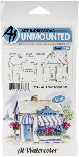 Picture of Art Impressions Watercolor Cling Rubber Stamps  WC Large Shops