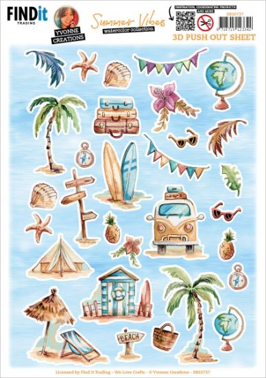 Picture of Find It Trading Yvonne Creations Punchout Sheet-Small Elements A, Summer Vibes
