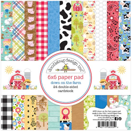 Picture of Doodlebug Double-Sided Paper Pad 6"X6" 24/Pkg Down On The Farm