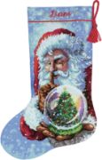 Picture of Dimensions Stocking Cross Stitch Kit 16" Long Santa's Snowglobe