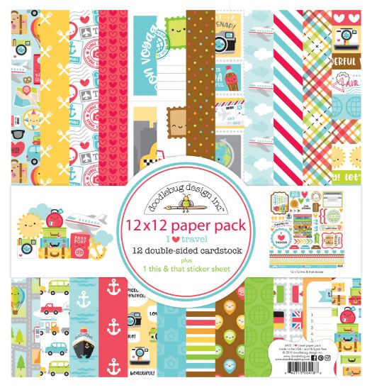 Picture of Doodlebug Double-Sided Paper Pack 12"X12" 12/Pkg I Heart Travel