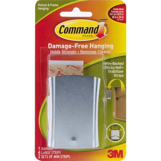 Picture of Command Wire-Backed Sticky Nail 1 Hanger, 4 Large Strips & 2 Mini Strips