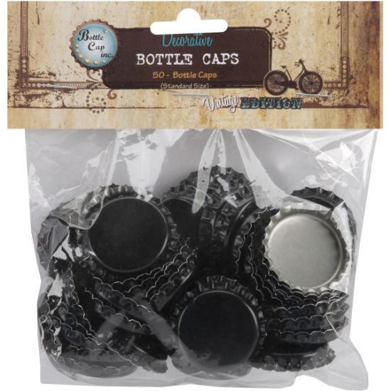 Picture of Bottle Cap Inc Vintage Standard Bottle Caps 1" 50/Pkg Black