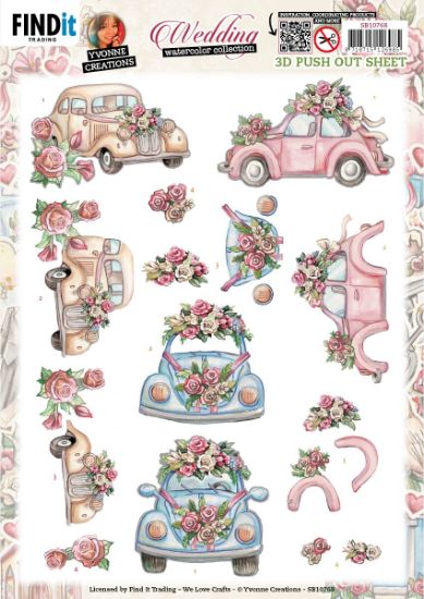 Picture of Find It Trading Yvonne Creations 3D Punchout Sheet-Wedding - Wedding Cars