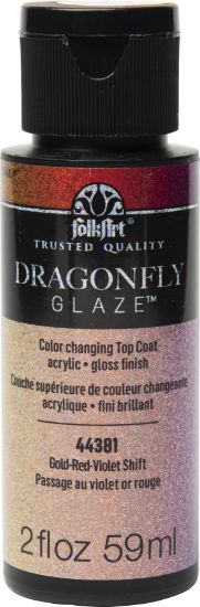 Picture of Folkart Dragonfly Glaze Topcoat 2.5oz Gold, Red, Violet Shift