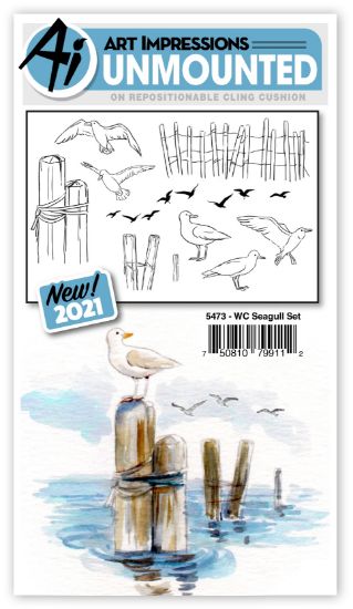 Picture of Art Impressions Watercolor Cling Rubber Stamps Seagull Set