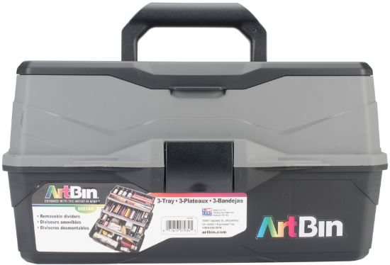 Picture of ArtBin Lift Tray Box W/3 Trays & Quick Access Lid Storage 9"X15.75"X8.375", Black & Gray