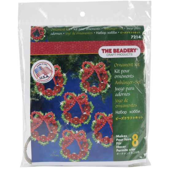 Picture of Holiday Beaded Ornament Kit Cranberry Wreaths 2.25" Makes 8