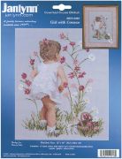 Picture of Girl With Cosmos Counted Cross Stitch Kit 12"X16" 14 Count