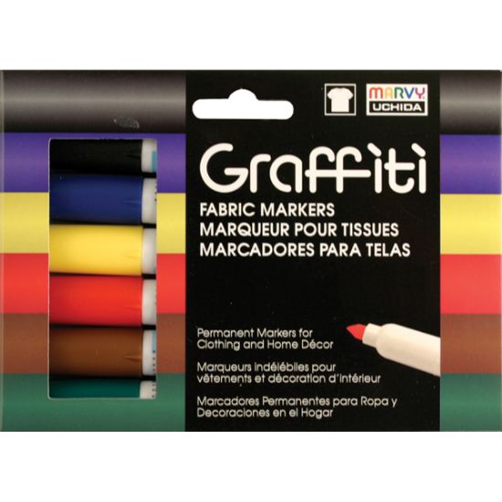 Picture of Graffiti Fabric Markers 6/Pkg Primary