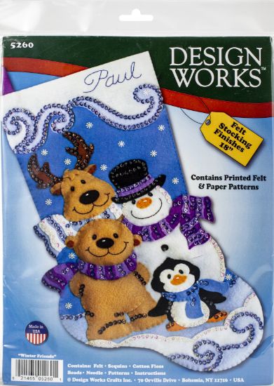 Picture of Design Works Felt Stocking Applique Kit 18" Long Winter Friends