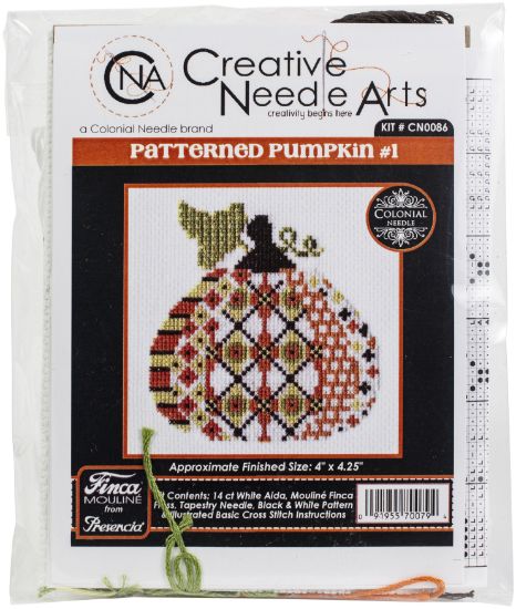 Picture of Colonial Needle Counted Cross Stitch Kit 4"X4.25" Patterned Pumpkin 1 (14 Count)