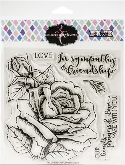 Picture of Colorado Craft Company Clear Stamps 6"X6" Sympathy & Friendship Rose-Big & Bold