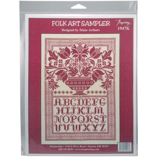 Picture of Folk Art Sampler Counted Cross Stitch Kit 10"X14.75" 14 Count