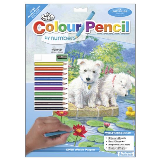 Picture of Color Pencil By Number Kit 8.75"X11.75" Westie Pups