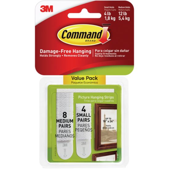 Picture of Command Picture Hanging Strips 12/Pkg 8 White Medium Sets & 4 White Small Sets