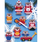 Picture of Christmas Teddy Bears Ornaments Plastic Canvas Kit 3" 7 Count Set Of 8