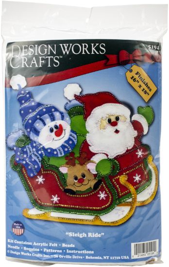 Picture of Design Works Felt Wall Hanging Applique Kit 16"X18" Sleigh Ride