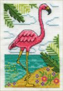 Picture of Design Works Stitch & Mat Counted Cross Stitch Kit 3"X4.5" Flamingo (18 Count)