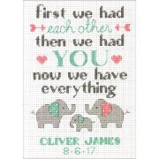 Picture of Dimensions Counted Cross Stitch Kit 5"X7"-Family Birth Record (14 Count)