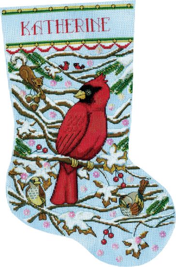 Picture of Design Works Cross Stitch Stocking Kit 17" Long Cardinal (14 Count)