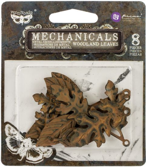 Picture of Finnabair Mechanicals Metal Embellishments Woodland Leaves 8/Pkg