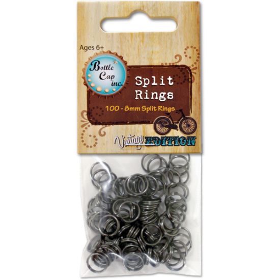 Picture of Bottle Cap Inc Vintage Split Rings 8mm 100/Pkg Black