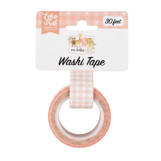 Picture of Echo Park Our Baby Girl Washi Tape 30'-Baby Girl Plaid, Our Baby Girl