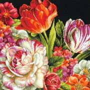 Picture of Bouquet On Black Needlepoint Kit 14"X14" Stitched In Thread