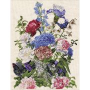 Picture of Bouquet With Cat Counted Cross Stitch Kit 14"X19" 14 Count