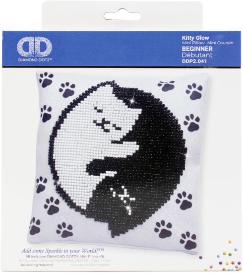 Picture of Diamond Dotz Diamond Embroidery Mini Pillows 7"X7" Kitty Glow