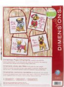 Picture of Dimensions Counted Cross Stitch Ornament Kit Set of 4-Christmas Pups Ornaments (14 Count)