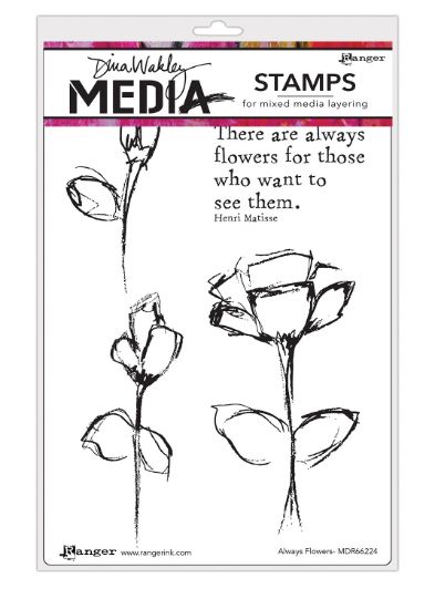 Picture of Dina Wakley Media Cling Stamps 6"X9" Always Flowers