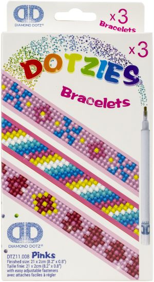 Picture of Diamond Dotz DOTZIES Bracelets Facet Art Kit 1"X9" Assorted Pinks 3/Pkg