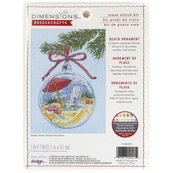 Picture of Dimensions Counted Cross Stitch Kit 5"X7"-Beach Ornament (14 Count)