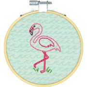 Picture of Dimensions Learn-A-Craft Embroidery Kit 4" Round-Flamingo Fun-Stitched In Thread
