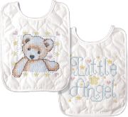Picture of Angel Bib Pair Stamped Cross Stitch Kit 8"X10" Set Of 2