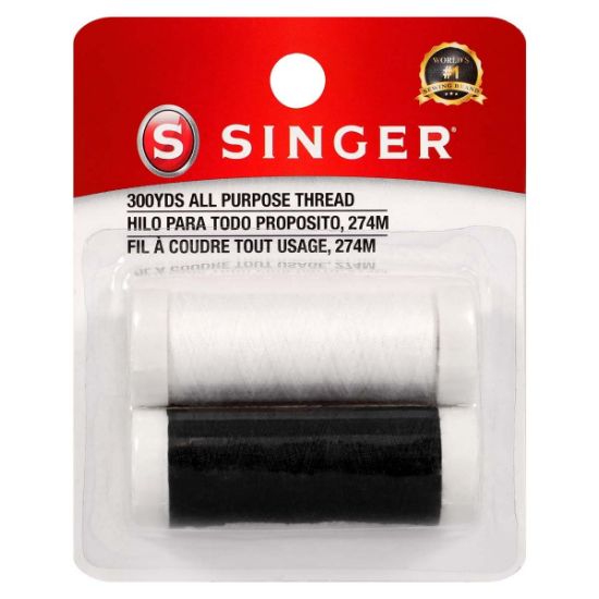 Picture of All-Purpose Polyester Thread 200yd 2/Pkg Black & White