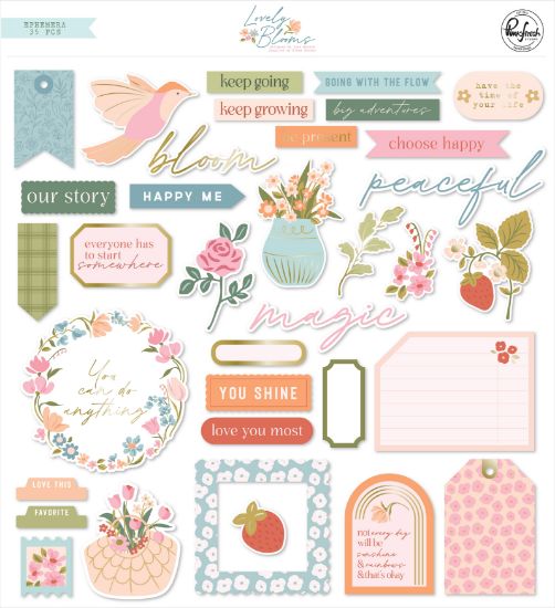 Picture of Pinkfresh Cardstock Die-Cuts Ephemera Pack 35/Pkg-Lovely Blooms