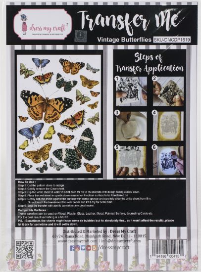 Picture of Dress My Craft Transfer Me Sheet A4 Vintage Butterflies